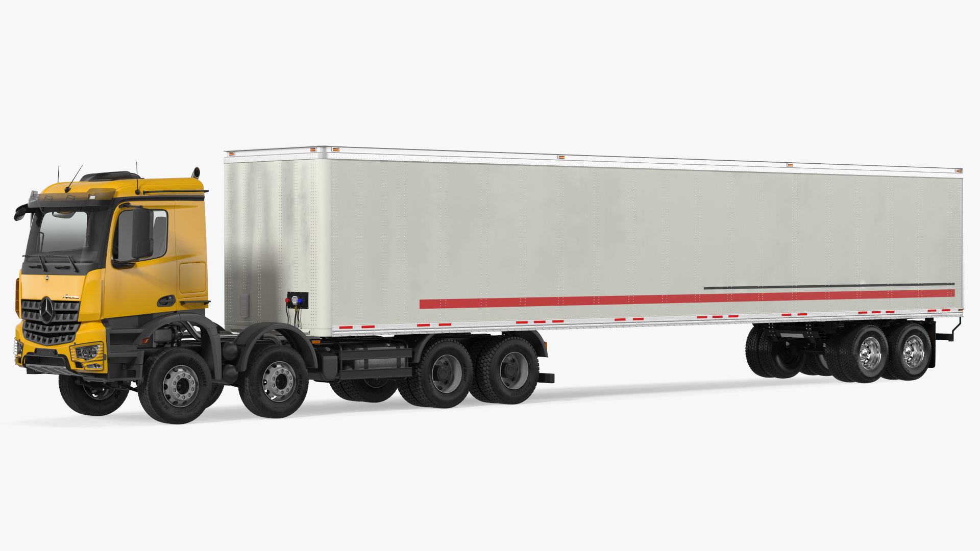 Mercedes Benz Truck With Semi Trailer Rigged 3D model