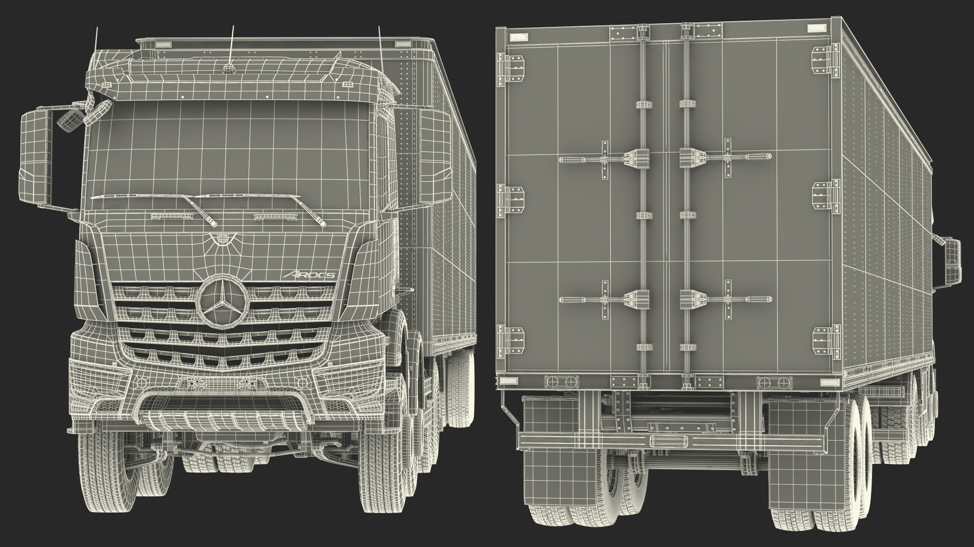 Mercedes Benz Truck With Semi Trailer Rigged 3D model