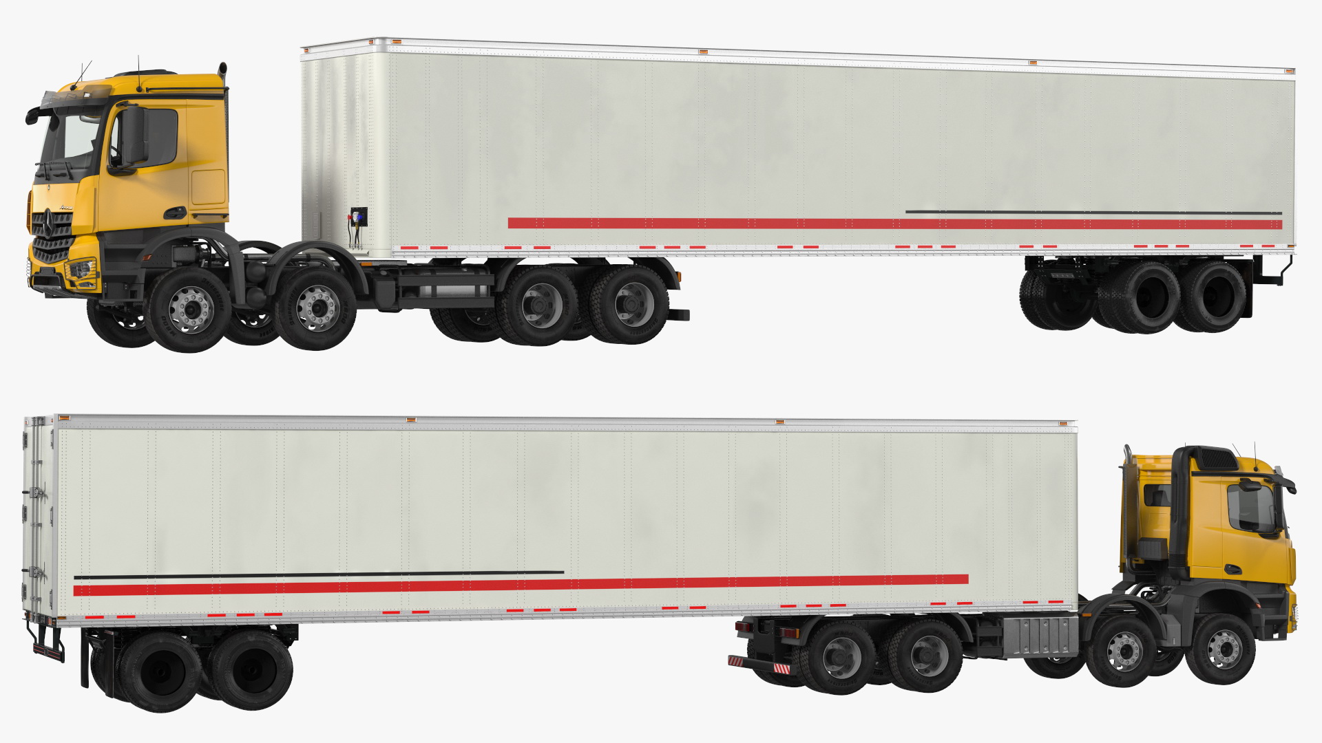 Mercedes Benz Truck With Semi Trailer Rigged 3D model