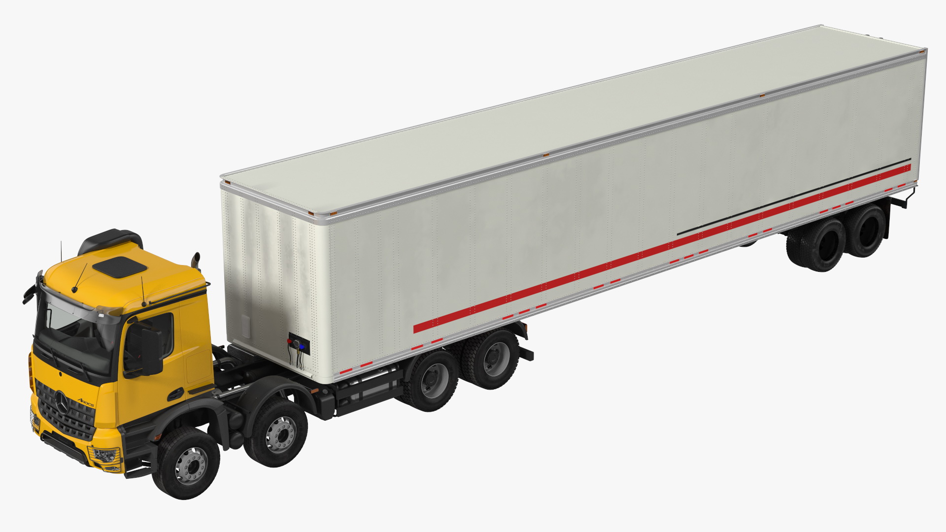 Mercedes Benz Truck With Semi Trailer Rigged 3D model