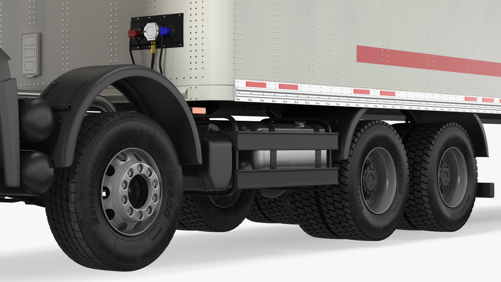 Mercedes Benz Truck With Semi Trailer Rigged 3D model