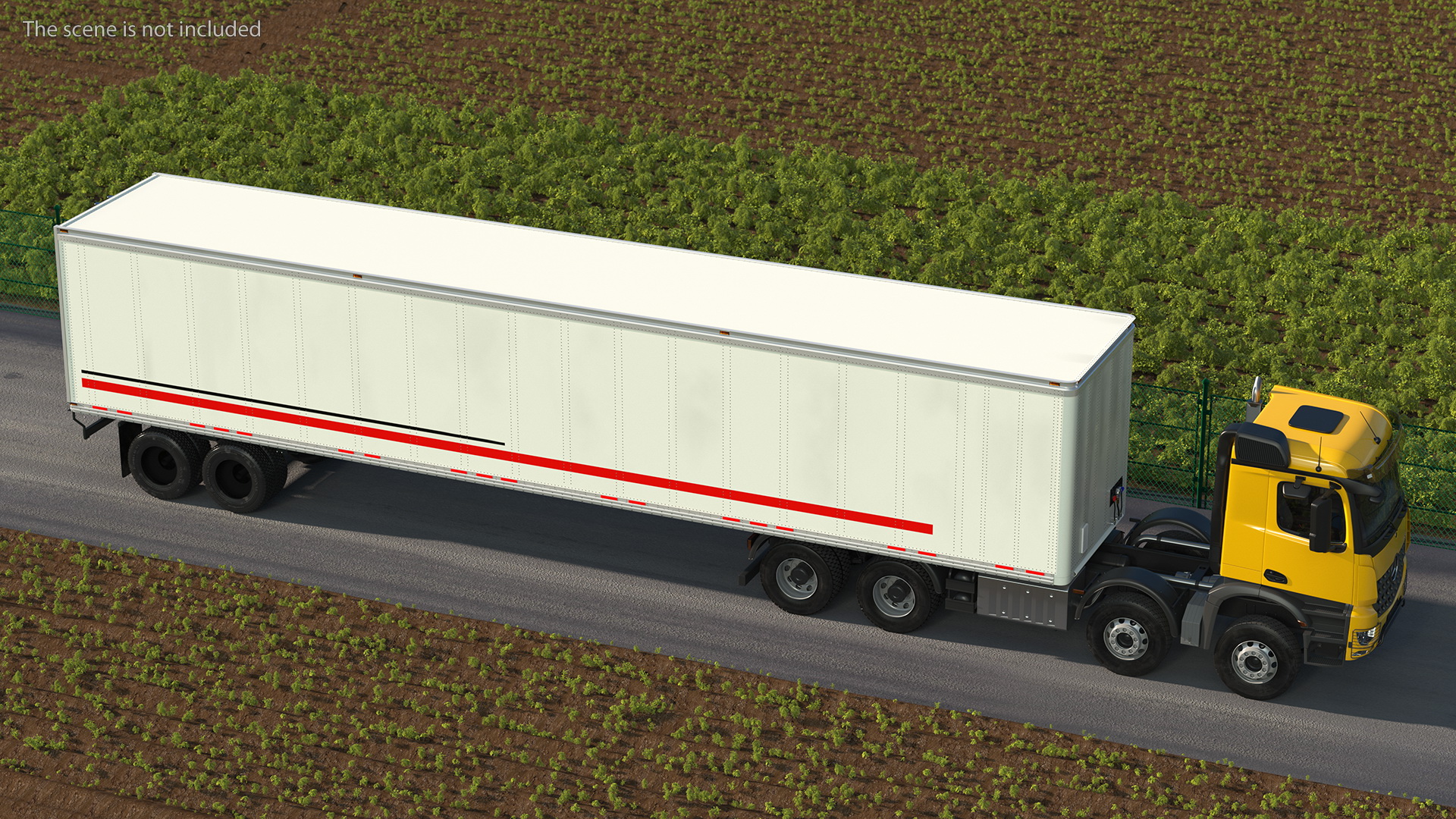 Mercedes Benz Truck With Semi Trailer Rigged 3D model