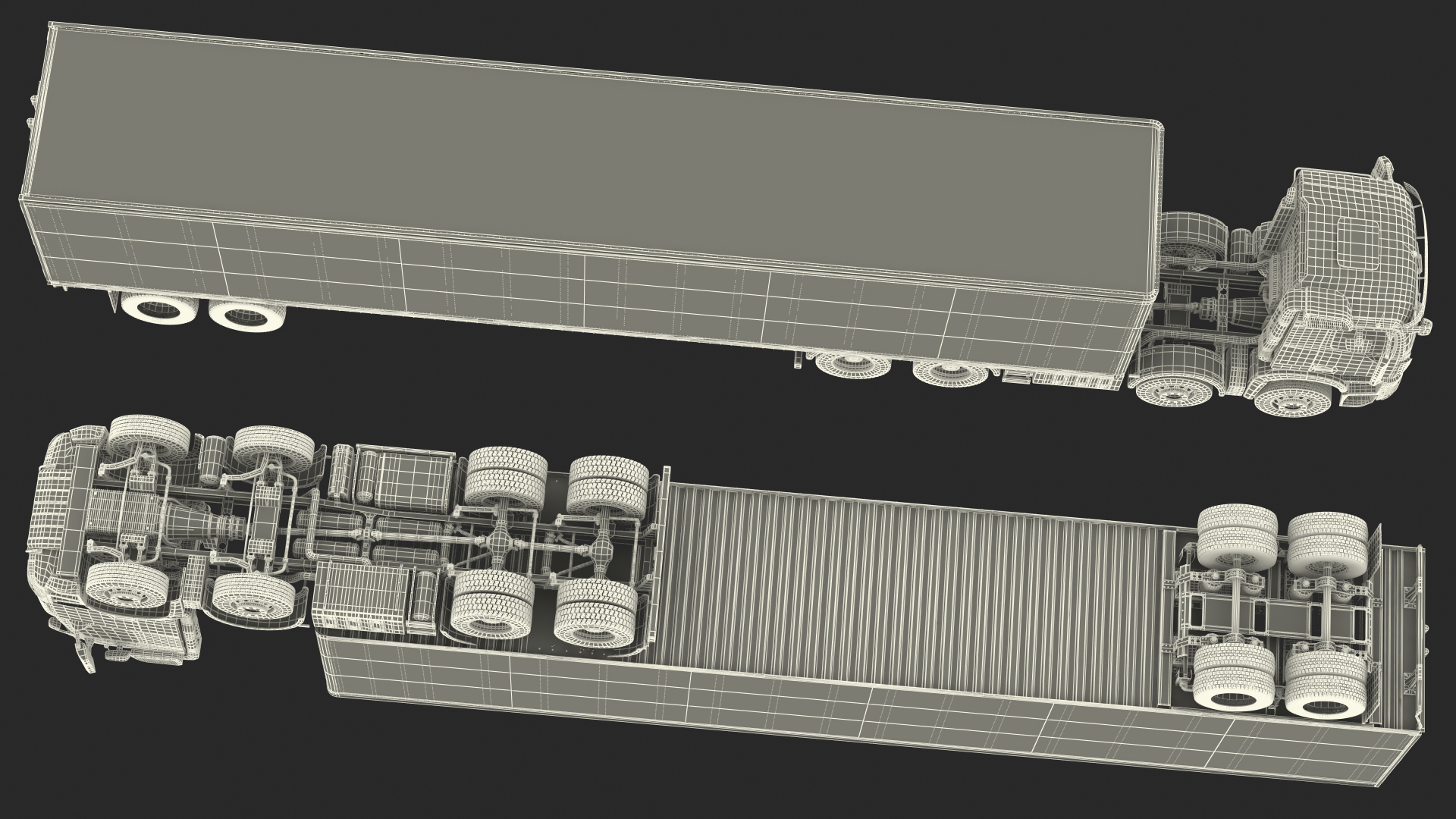 Mercedes Benz Truck With Semi Trailer Rigged 3D model