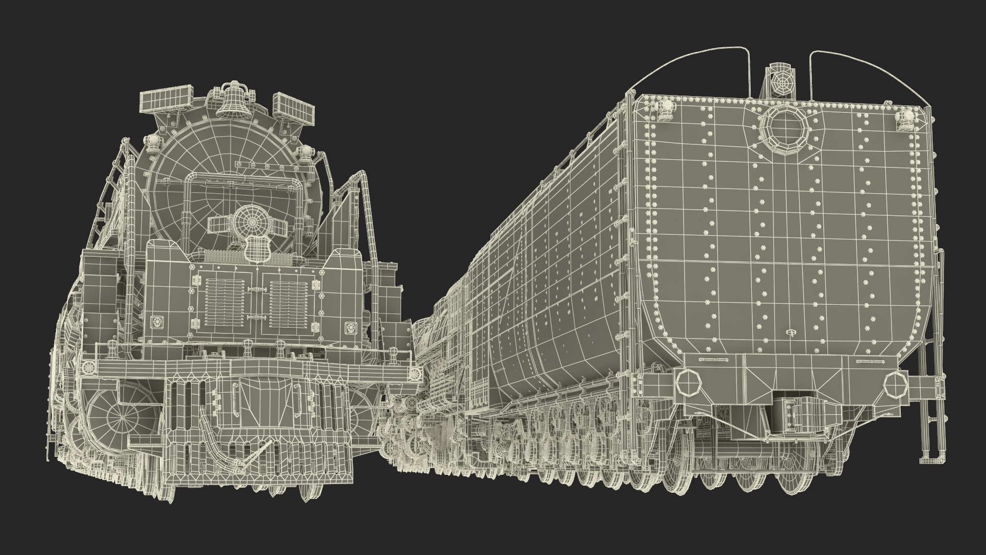 3D Locomotive Big Boy with Trailed Tender model