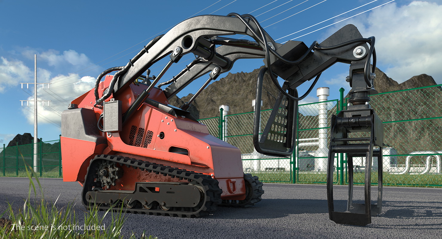 3D model Mini Skid Steer with Grapple Rigged