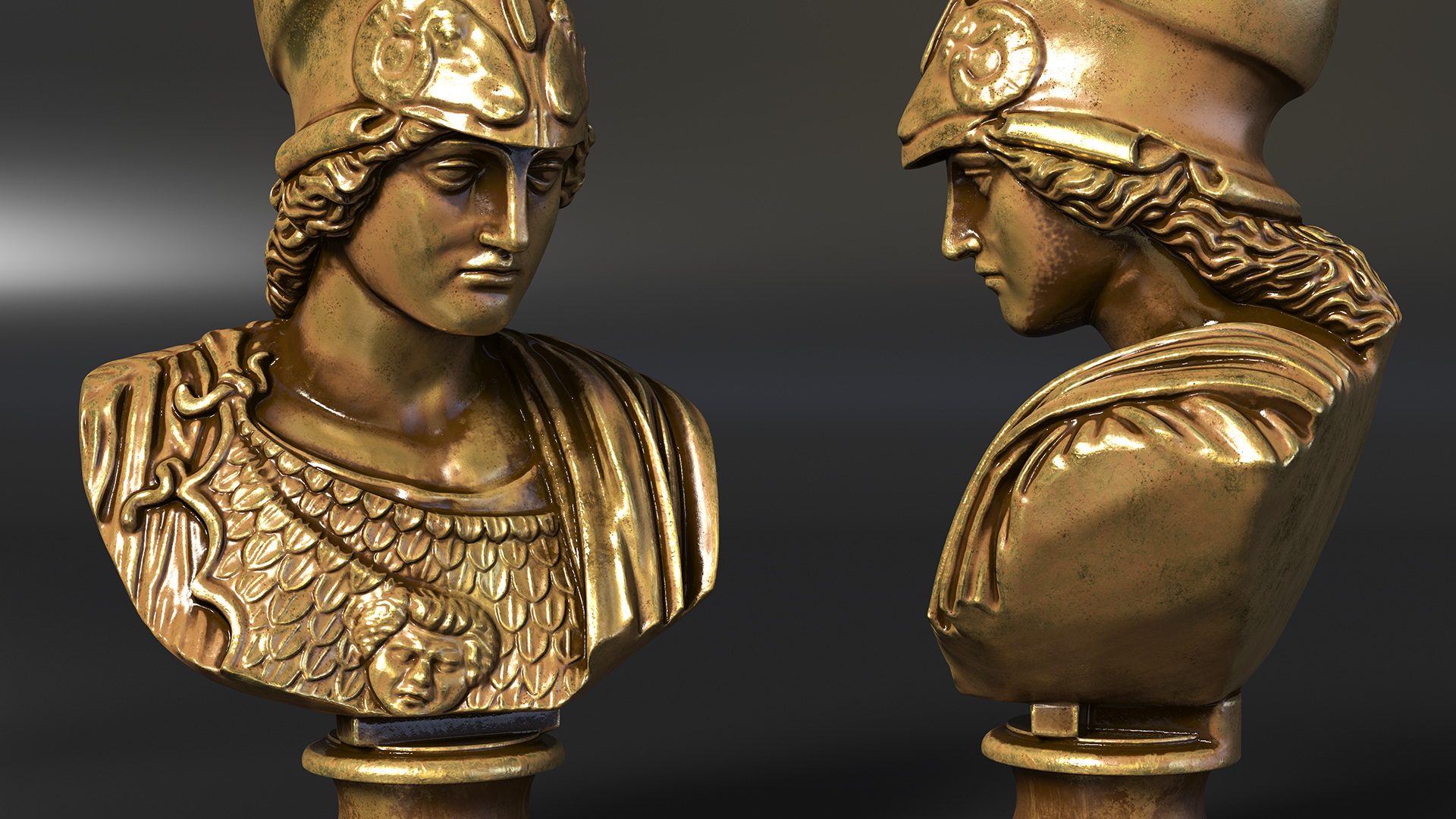 3D Head Sculpture Goddess Athena Bronze