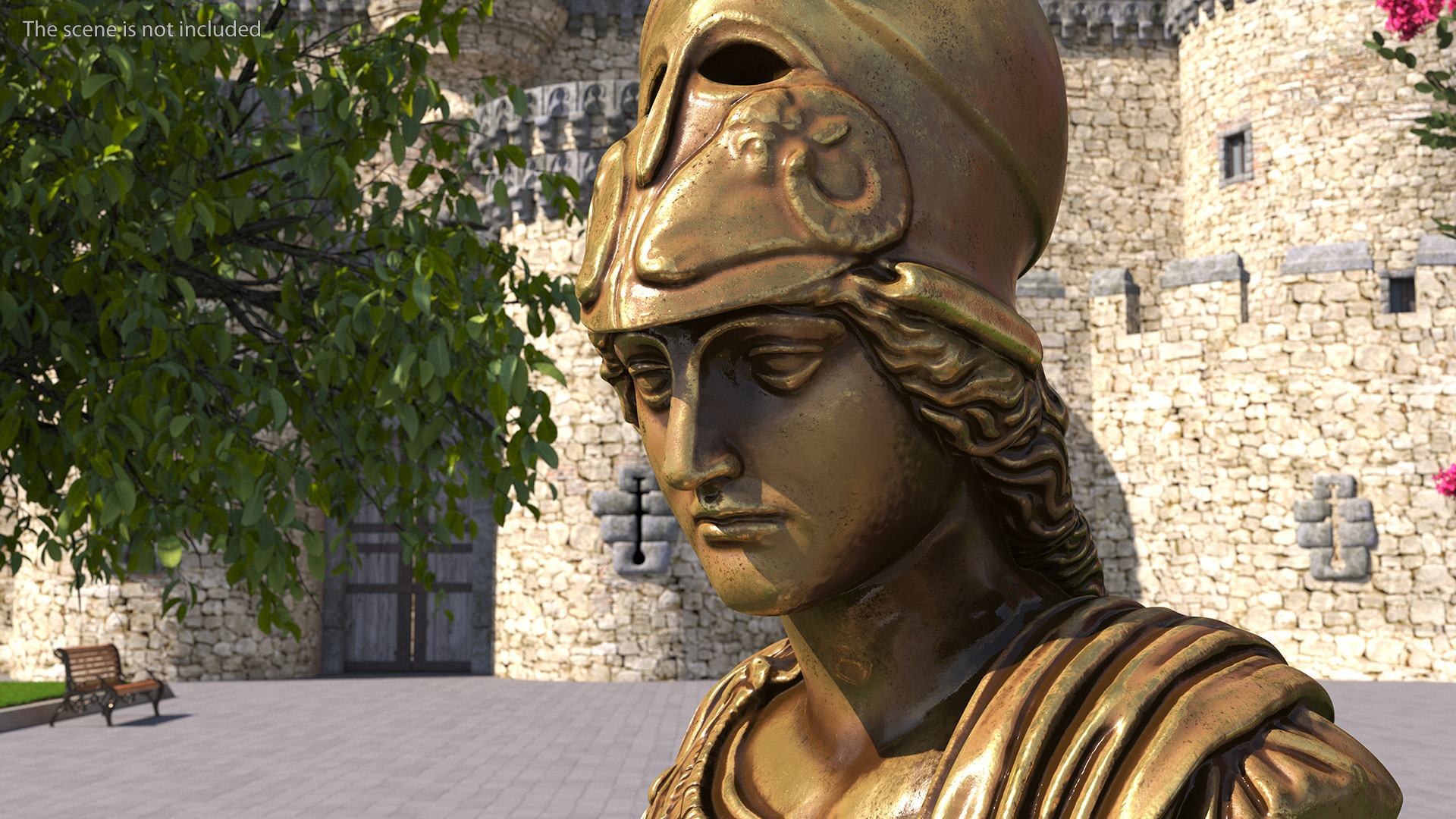 3D Head Sculpture Goddess Athena Bronze