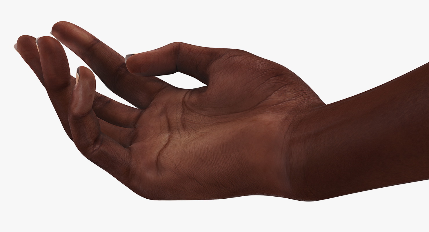 3D African Female Hand Short Nails Rigged model