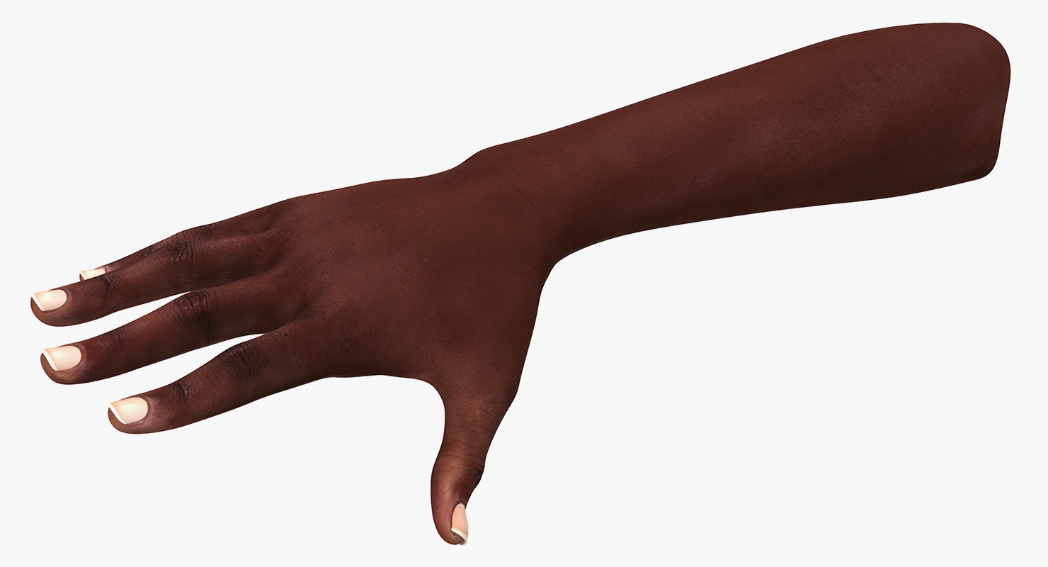 3D African Female Hand Short Nails Rigged model