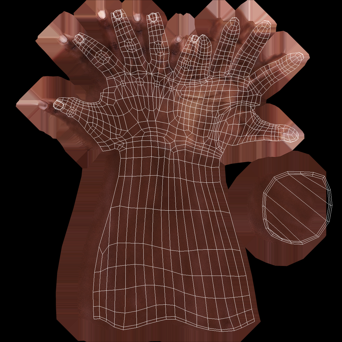 3D African Female Hand Short Nails Rigged model