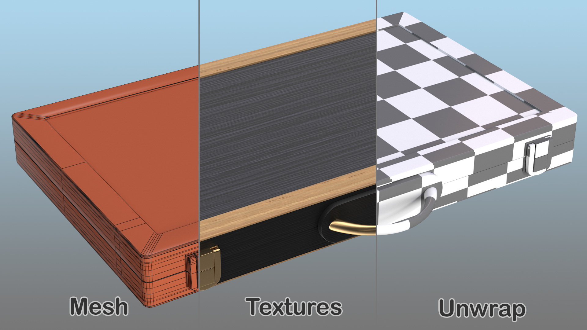 3D Folded Backgammon Board Game Case model