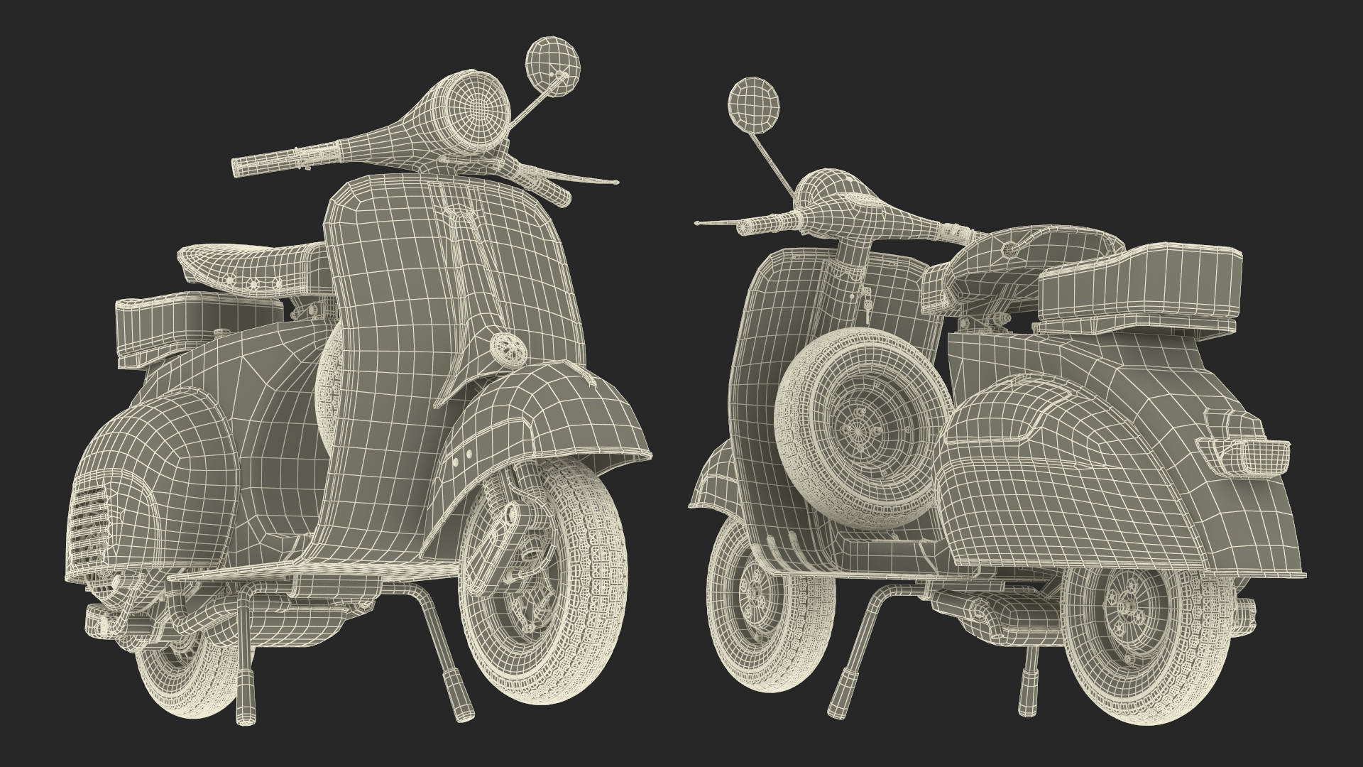 3D Vespa 125 Retro Scooter Grey model