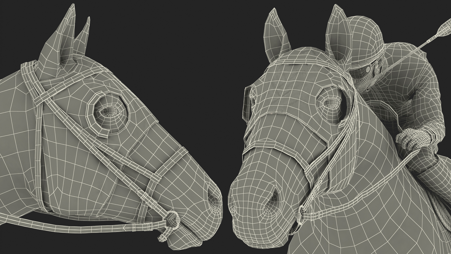 Bay Racing Horse with Jokey Running Fur 3D model