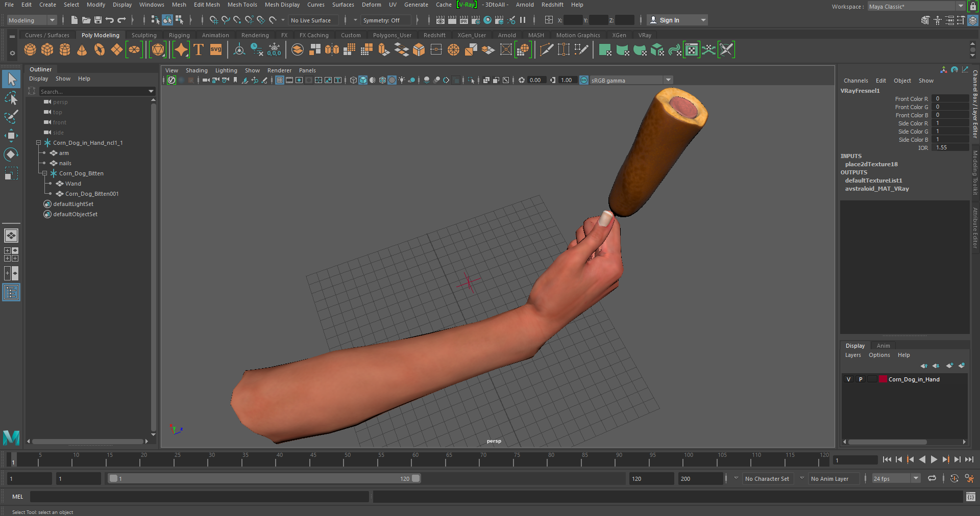 3D Corn Dog in Hand