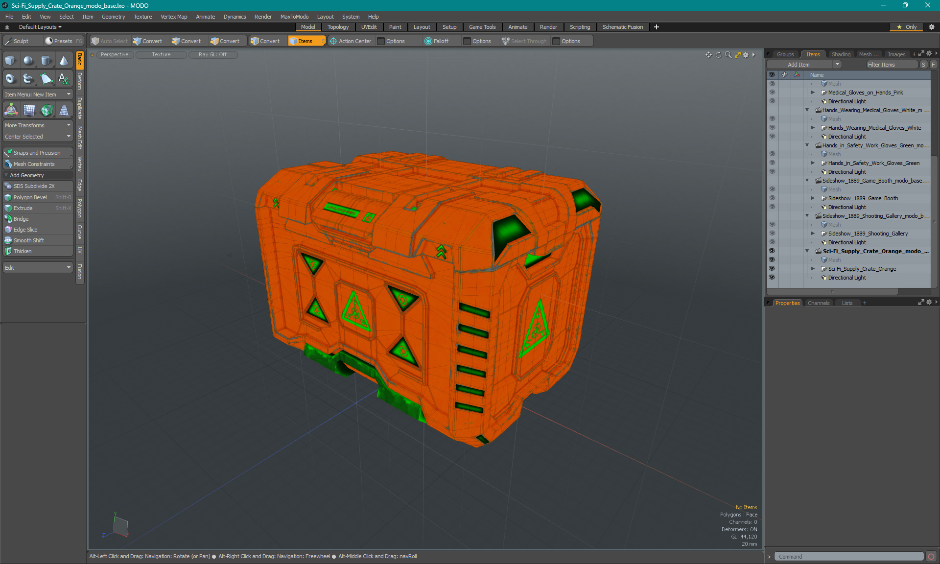 3D Sci-Fi Supply Crate Orange