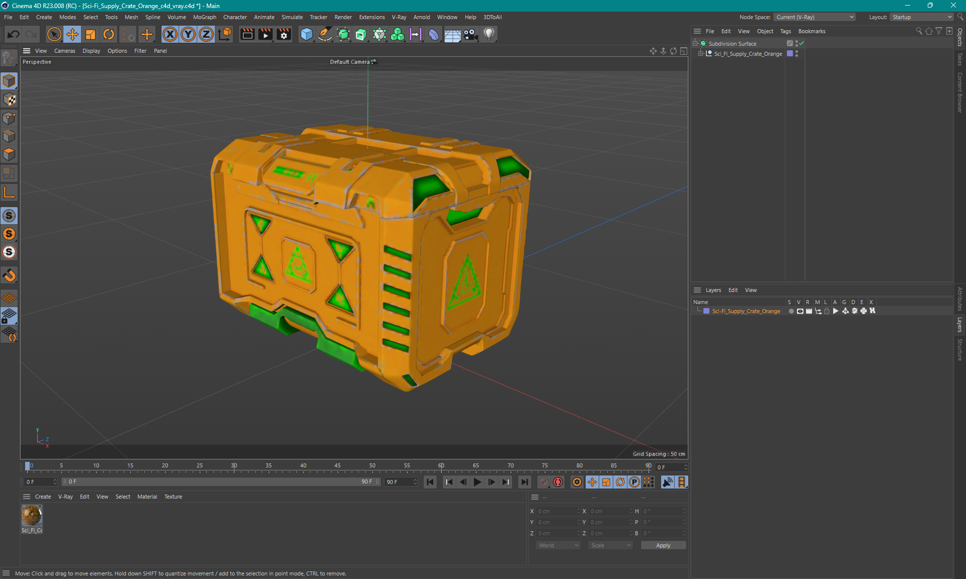 3D Sci-Fi Supply Crate Orange