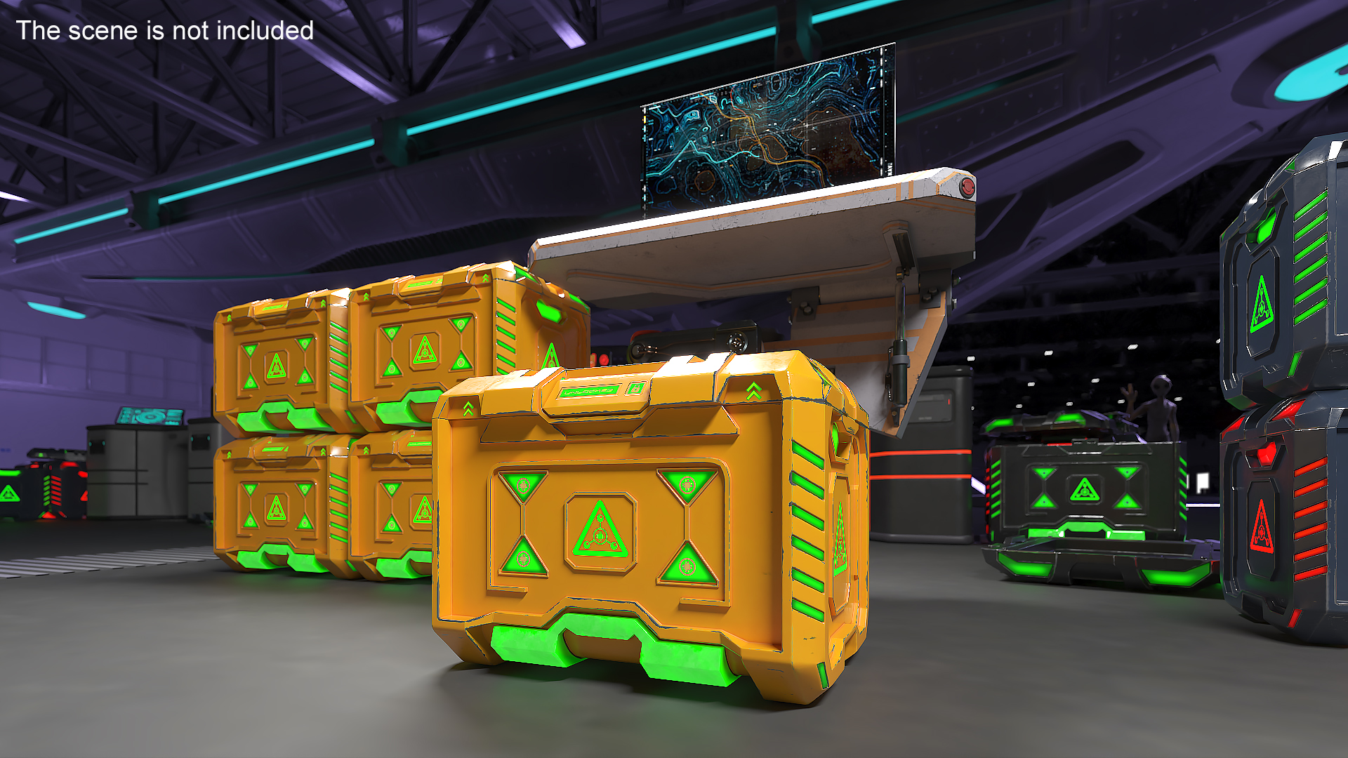 3D Sci-Fi Supply Crate Orange