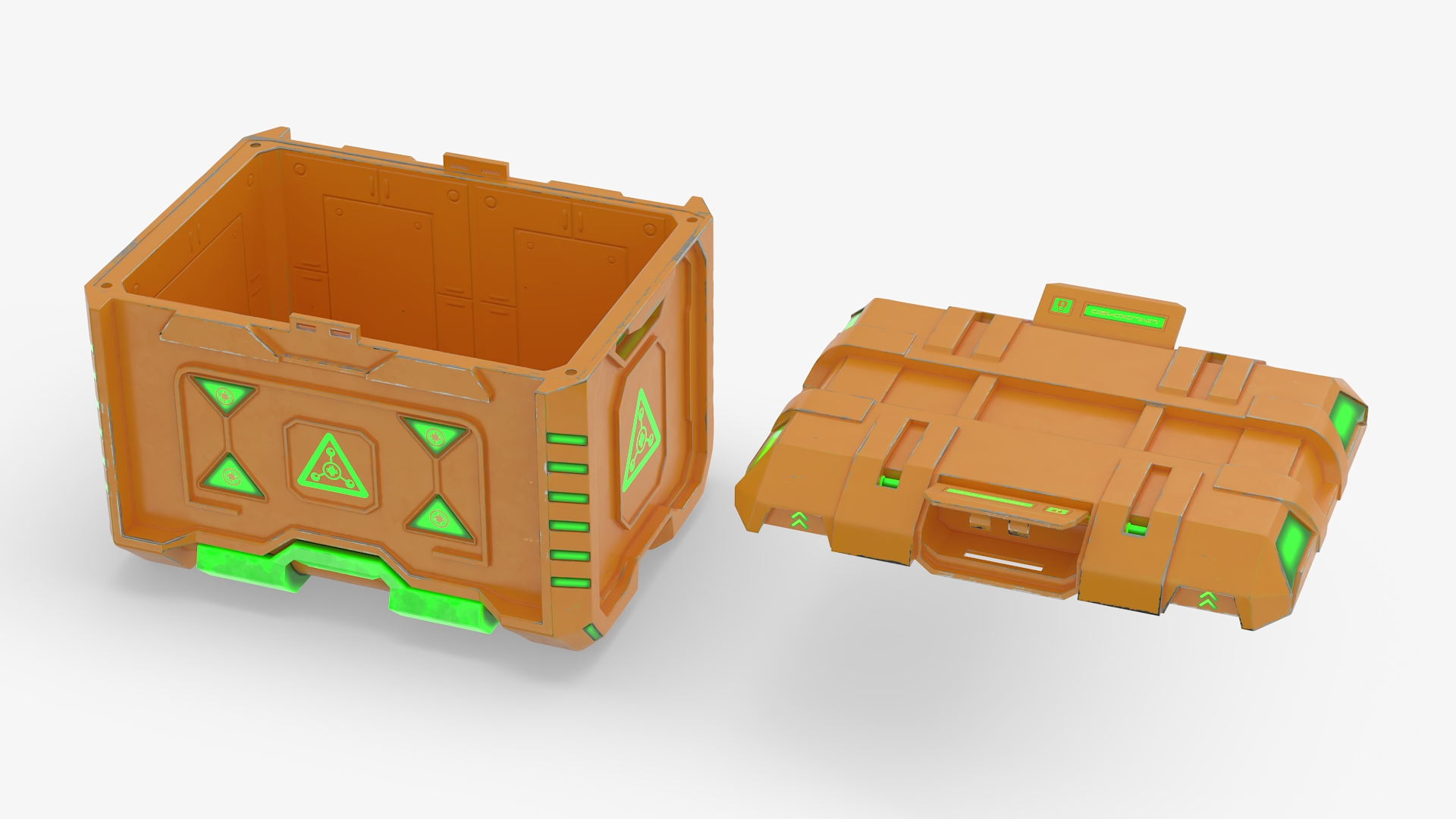 3D Sci-Fi Supply Crate Orange