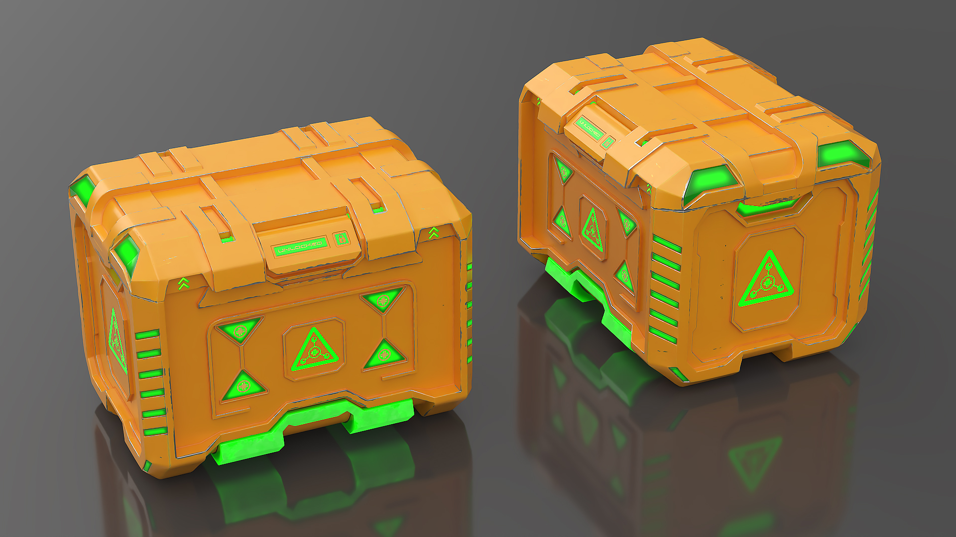 3D Sci-Fi Supply Crate Orange