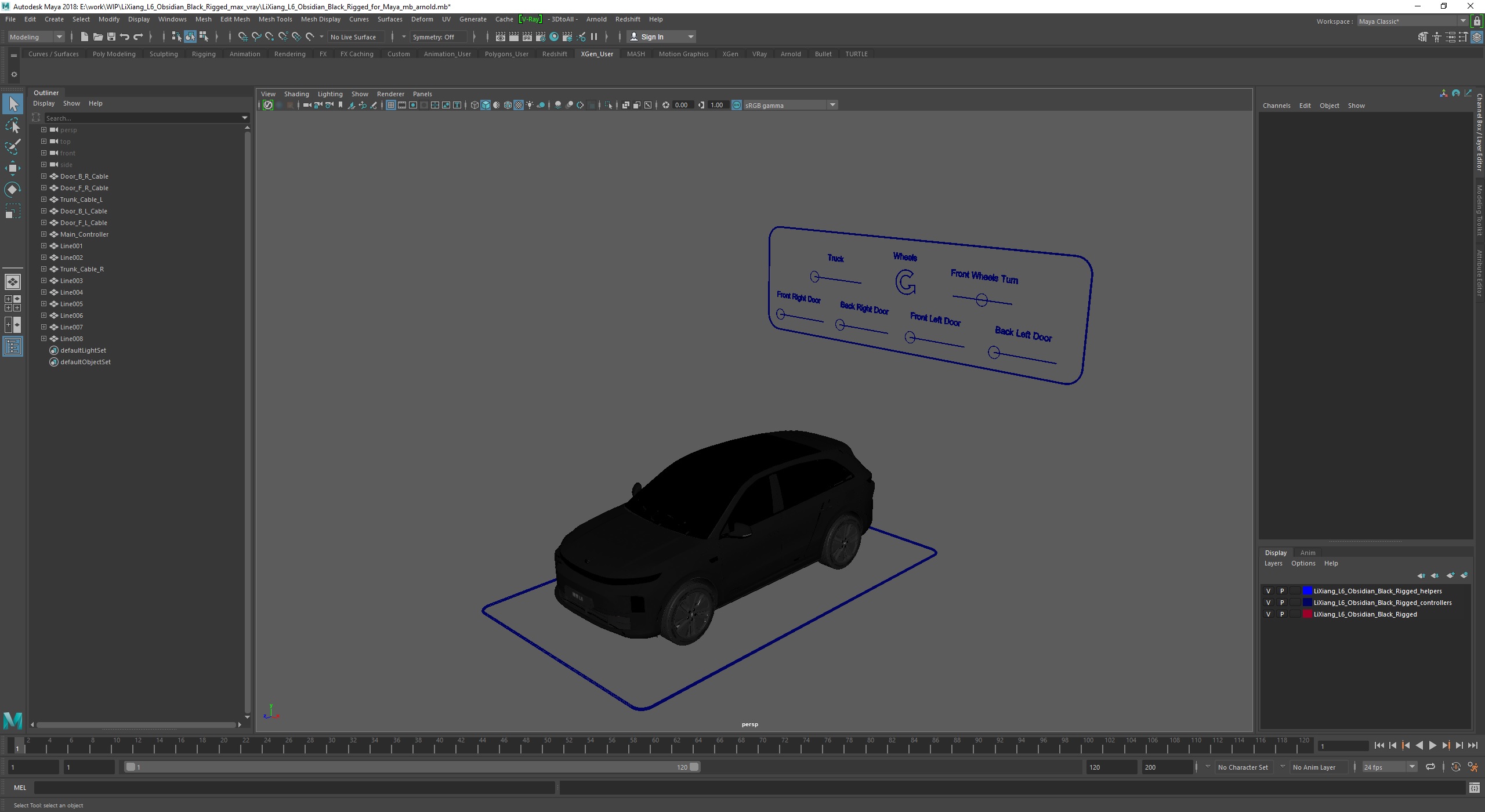 3D LiXiang L6 Obsidian Black Rigged for Maya