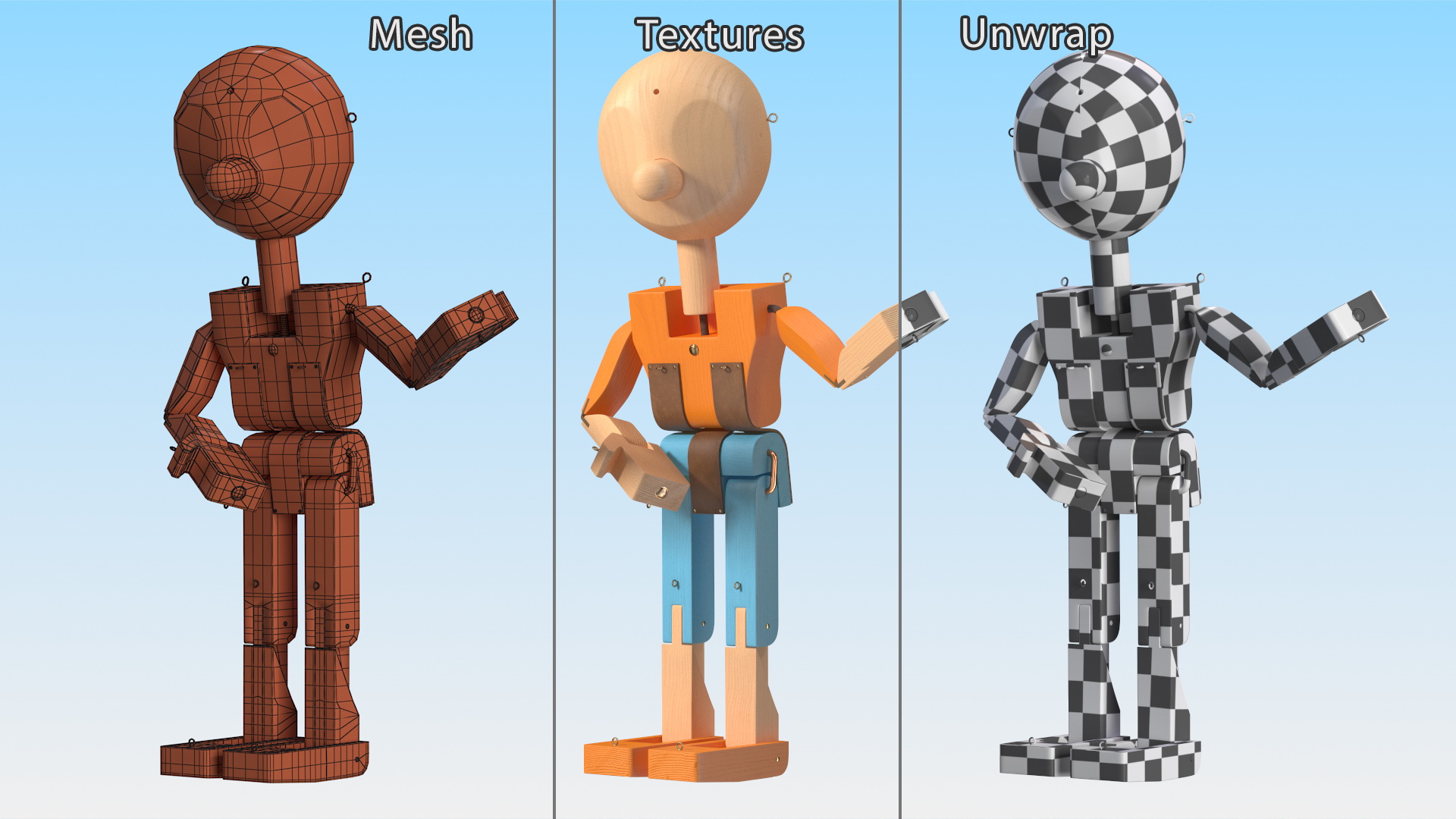 Colored Wooden Man Shows 3D model