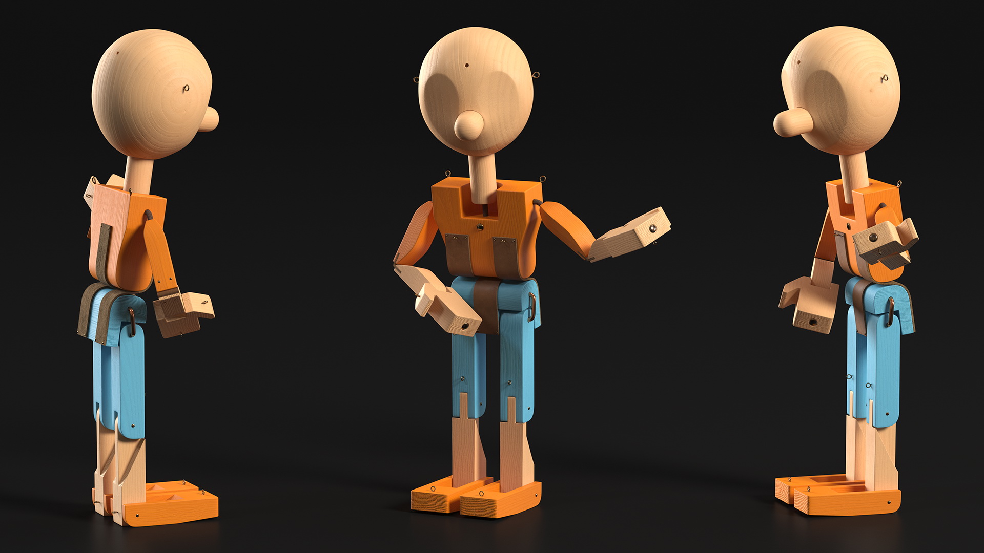 Colored Wooden Man Shows 3D model