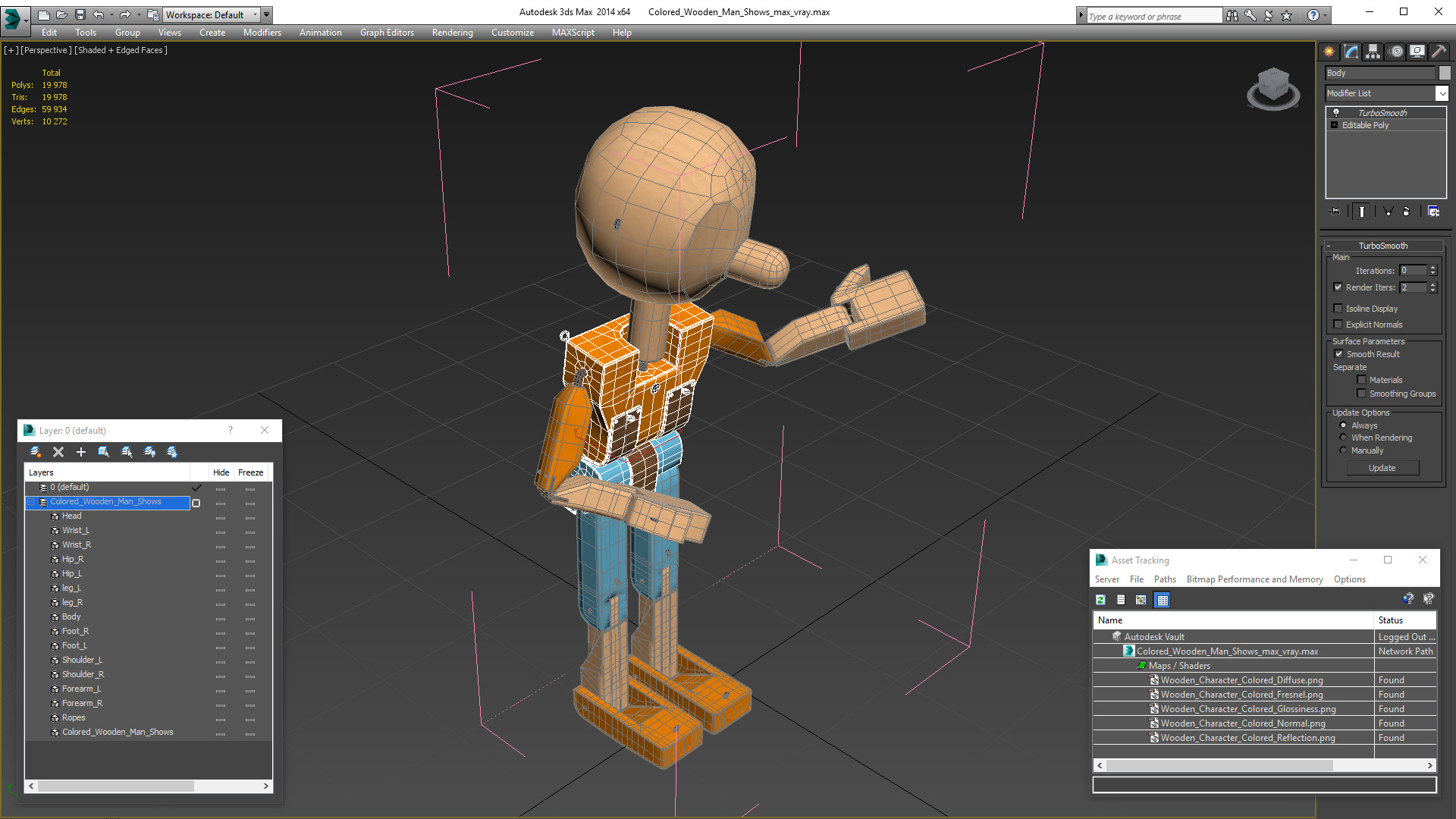 Colored Wooden Man Shows 3D model