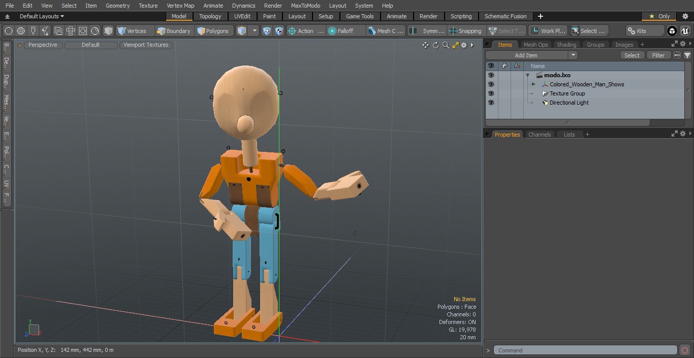 Colored Wooden Man Shows 3D model