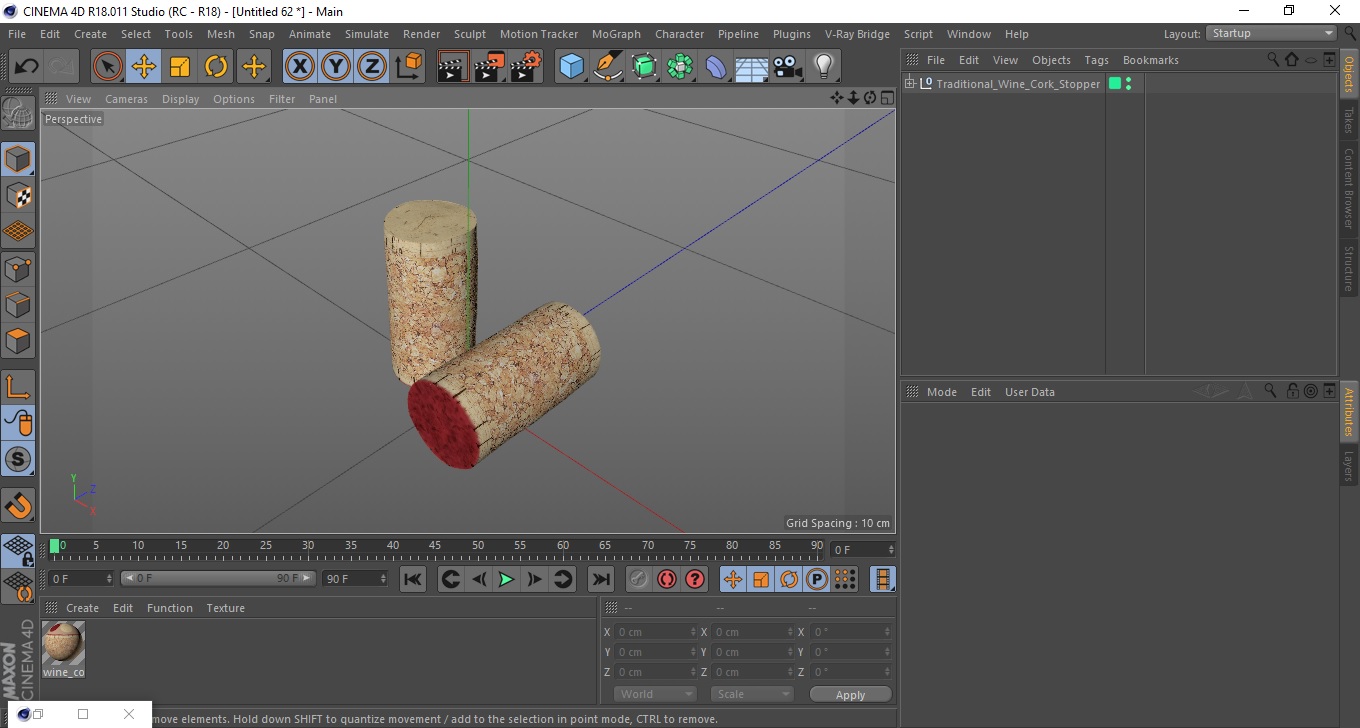 Traditional Wine Cork Stopper 3D model