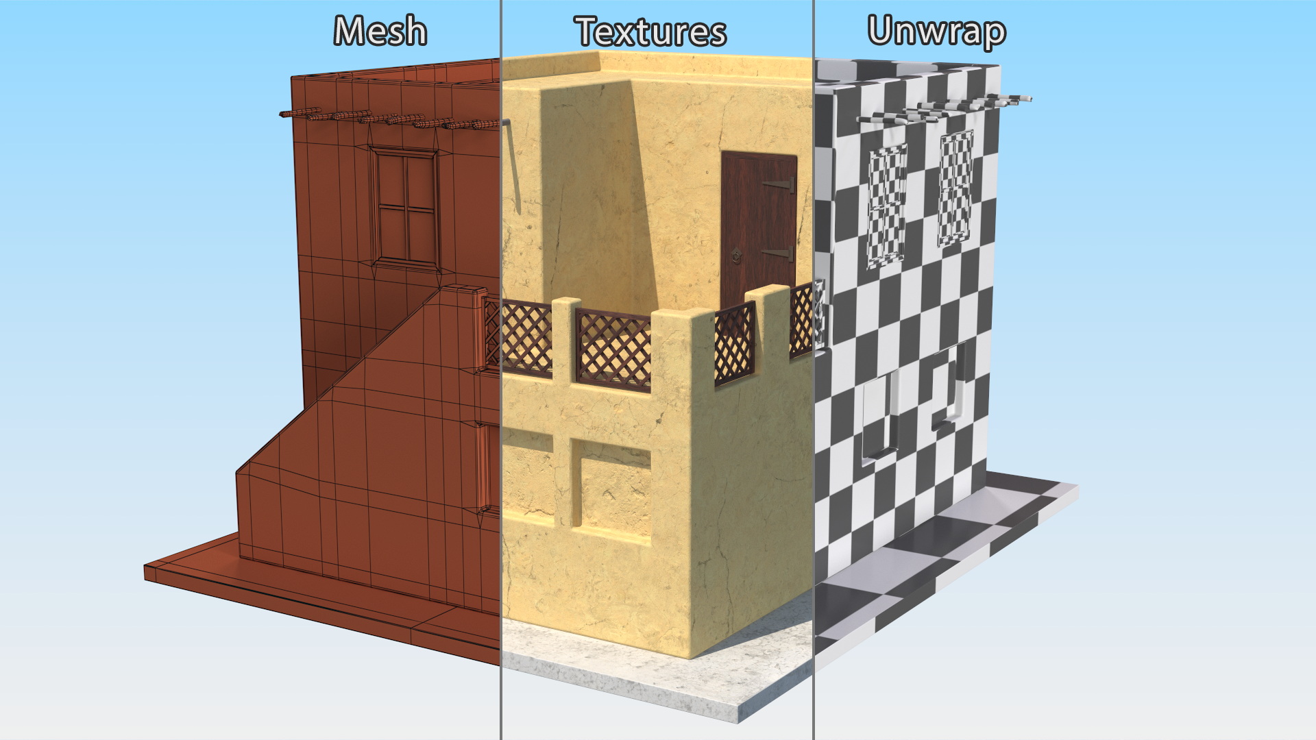 Arabian Style House with Staircase 3D model