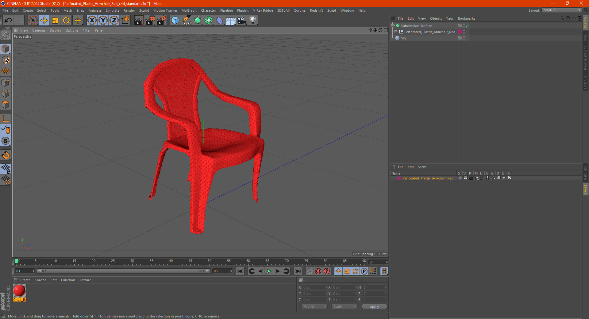 3D Perforated Plastic Armchair Red