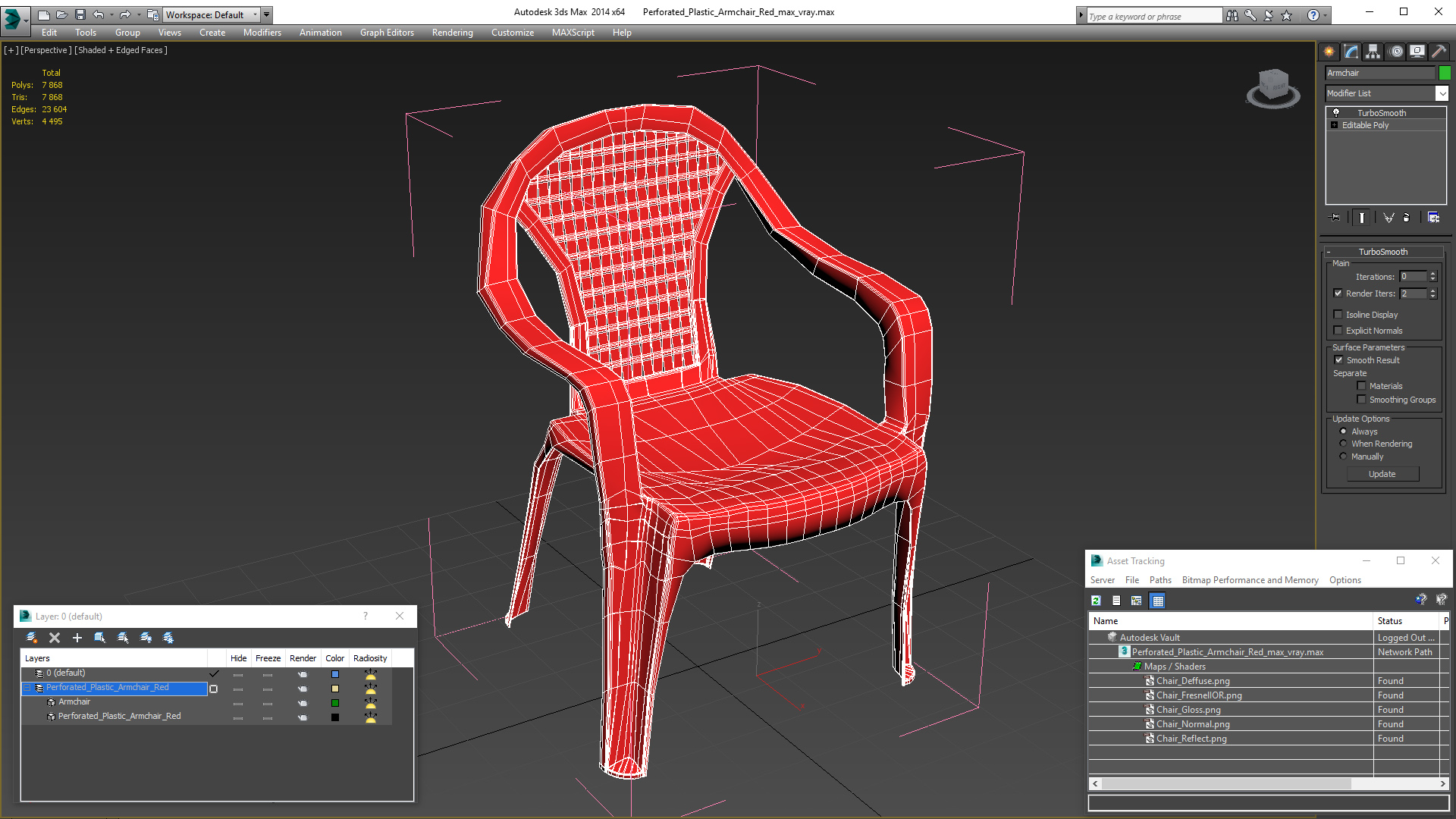 3D Perforated Plastic Armchair Red