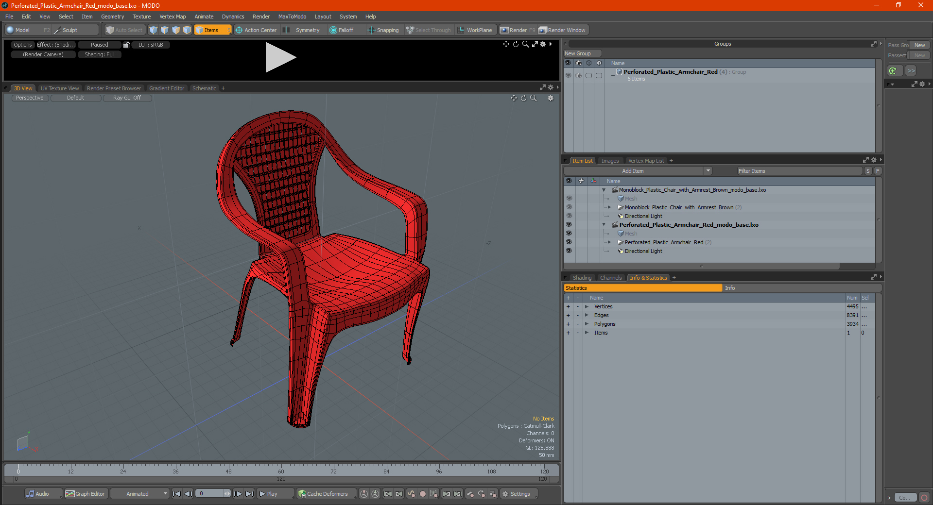 3D Perforated Plastic Armchair Red