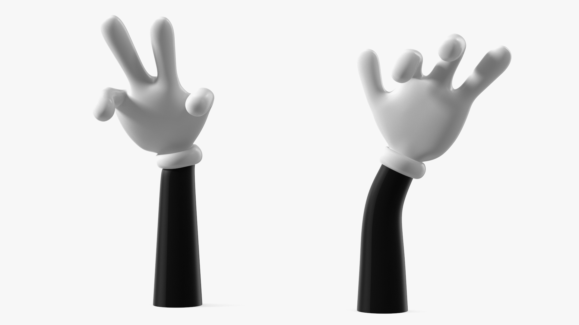 Cartoon Hands in Gloves Rigged for Cinema 4D 3D model