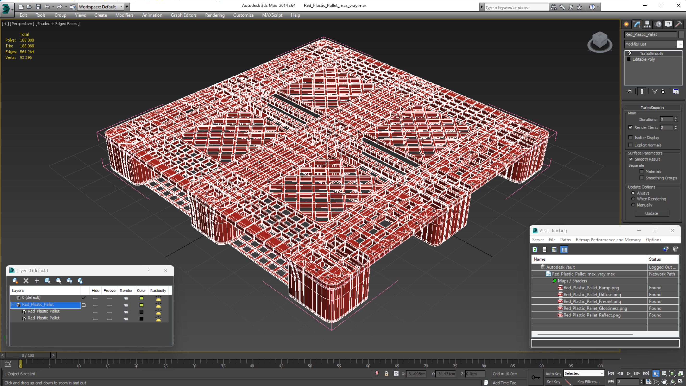 3D Red Plastic Pallet model