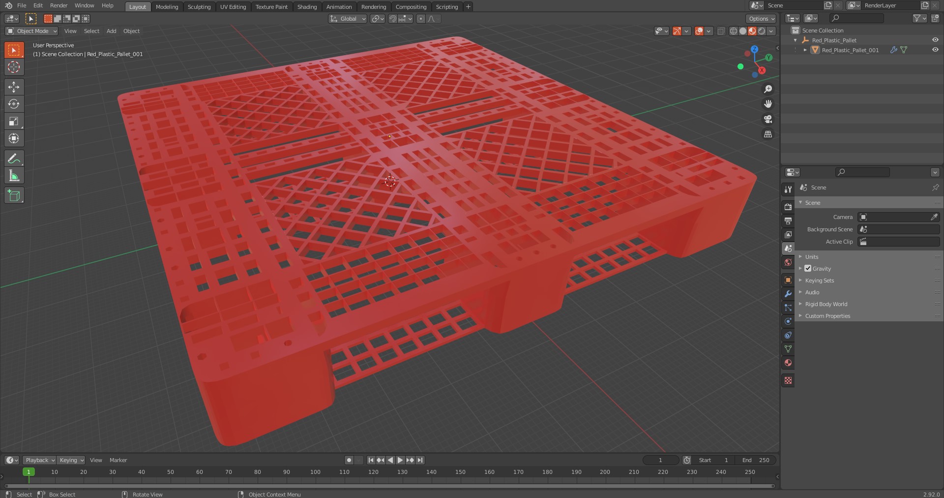 3D Red Plastic Pallet model