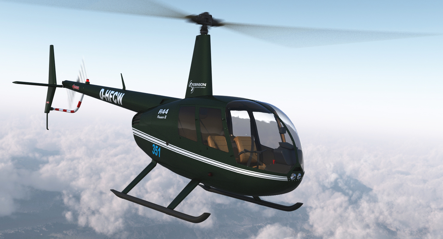 3D Light Helicopter Robinson R44 Rigged 2 model