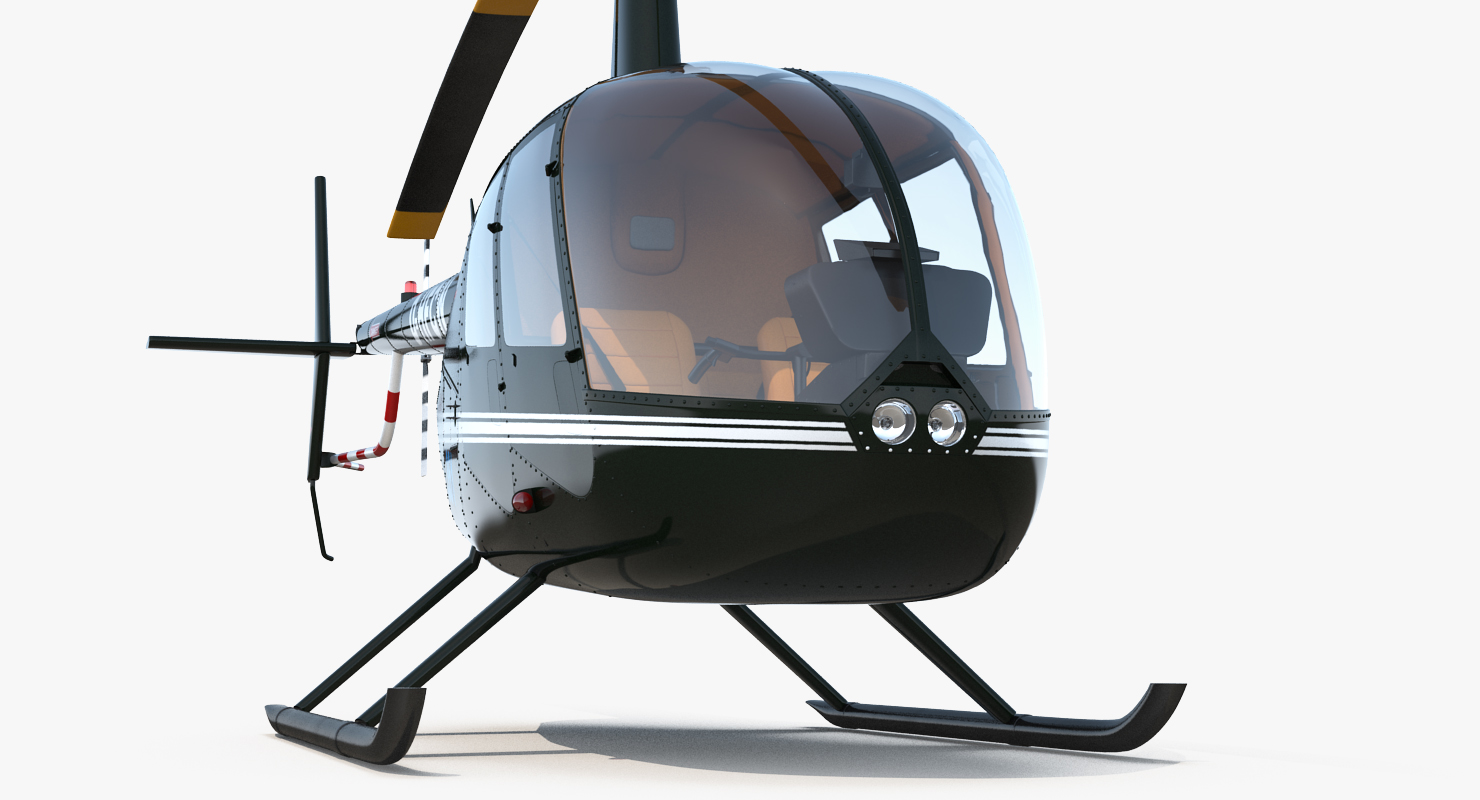 3D Light Helicopter Robinson R44 Rigged 2 model