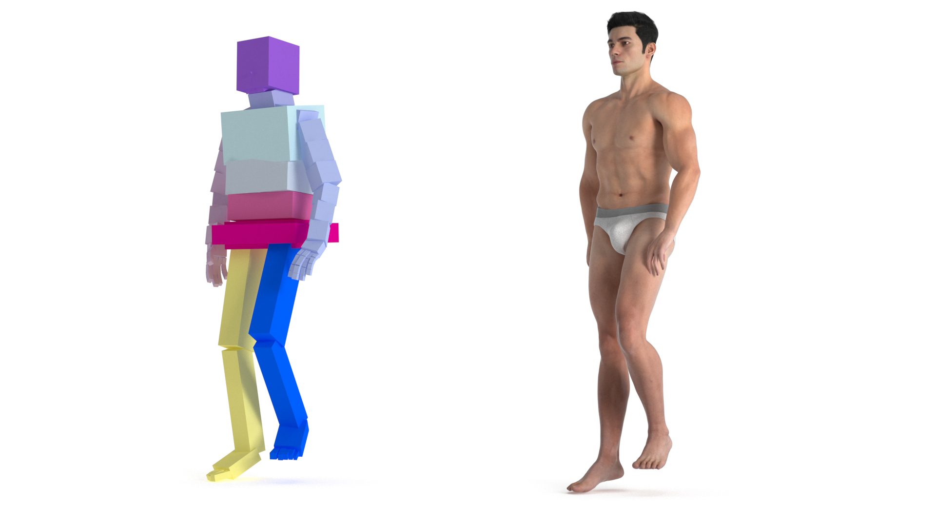 3D model Man Athletic Figure Fur Rigged