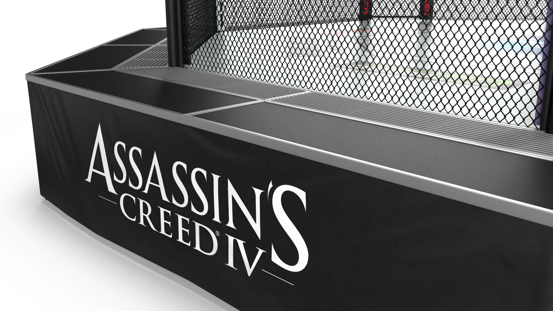 3D model UFC Fighting Arena with MMA Champion Fur