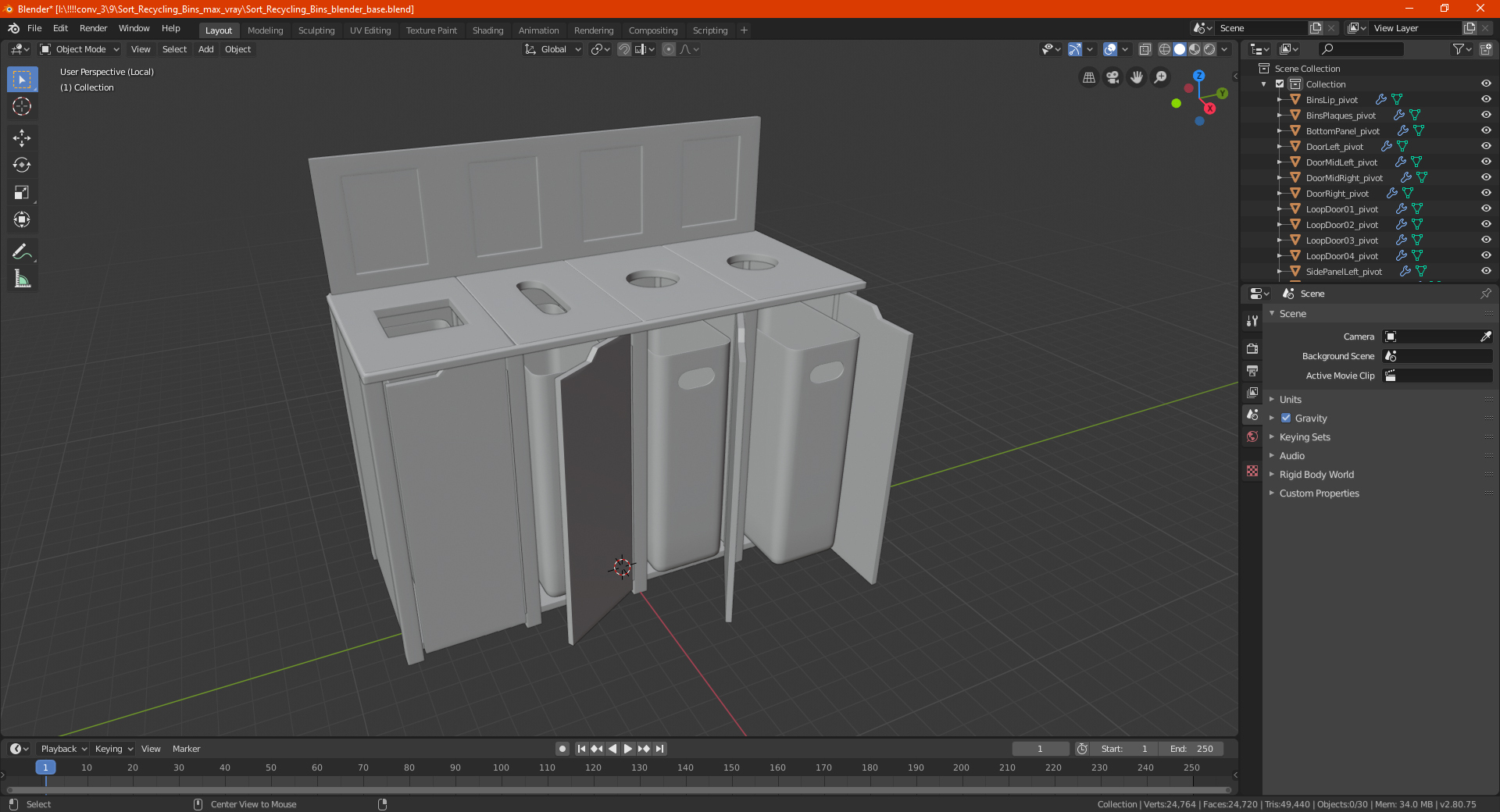 Sort Recycling Bins 3D model