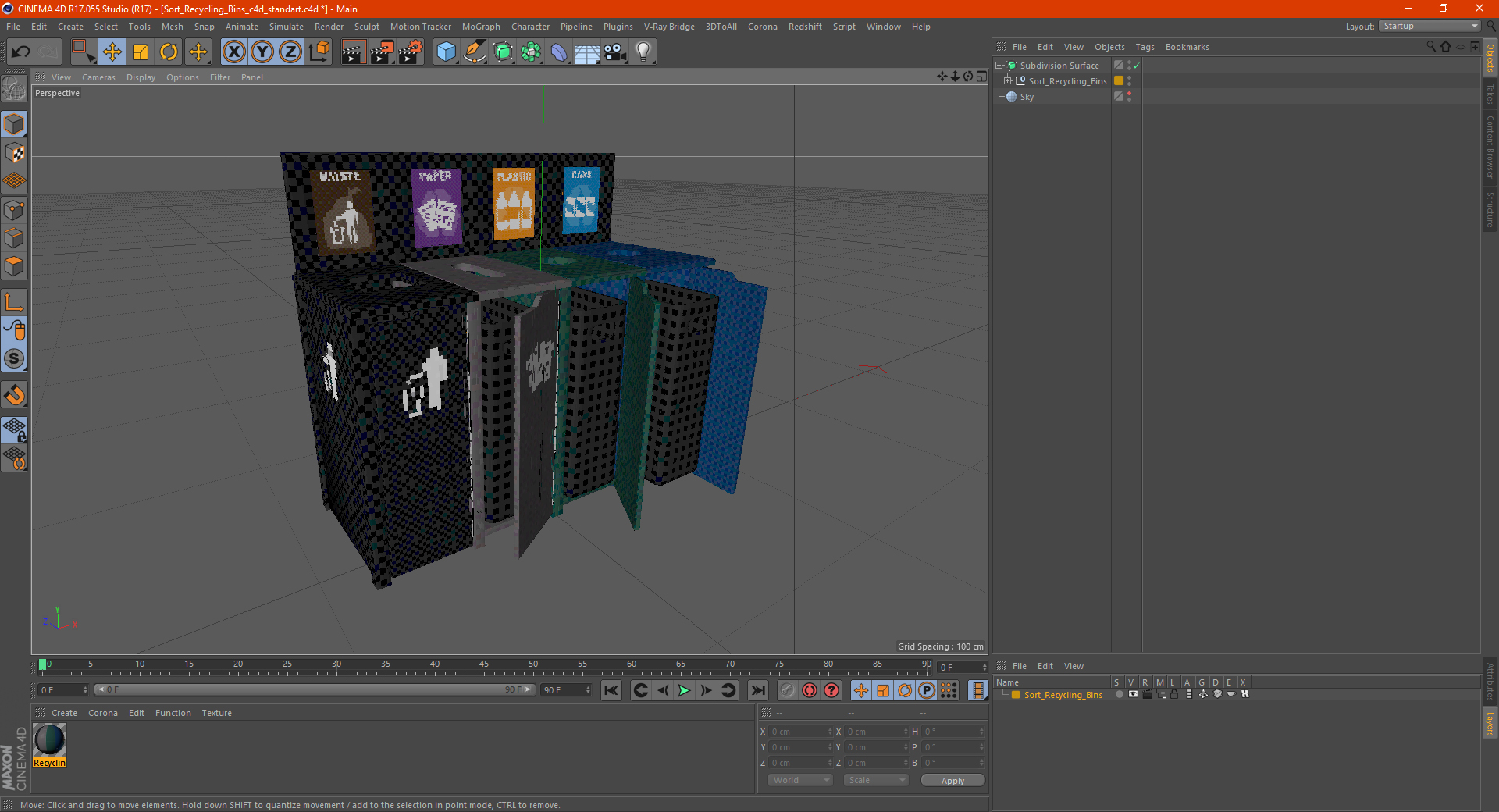 Sort Recycling Bins 3D model