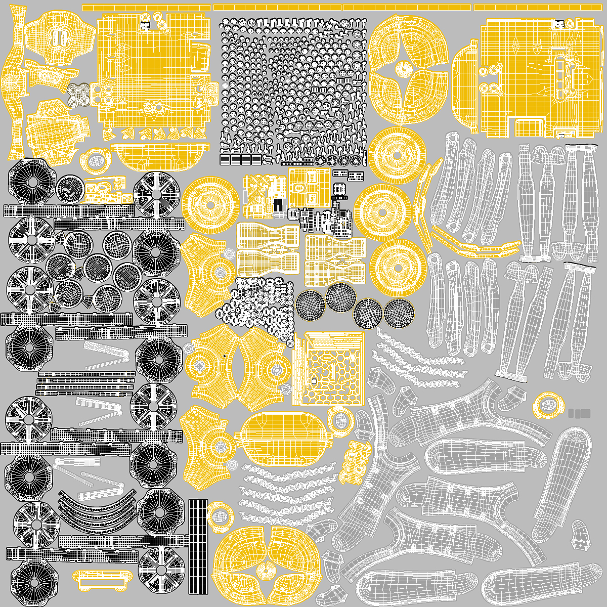 Yellow Dog Robot Rigged for Maya 3D