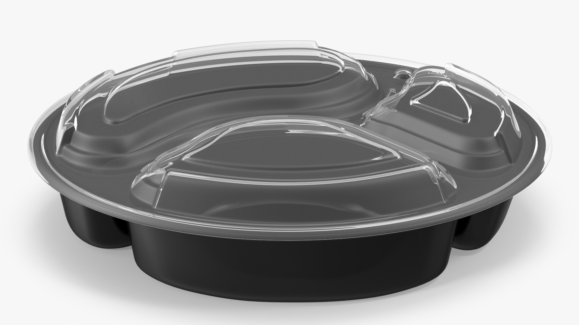 3D Round Takeout Food Container with 3 Compartments and Lid