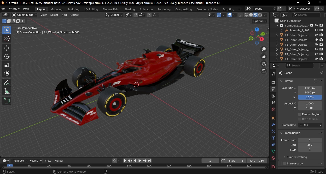 3D model Formula 1 2022 Red Livery