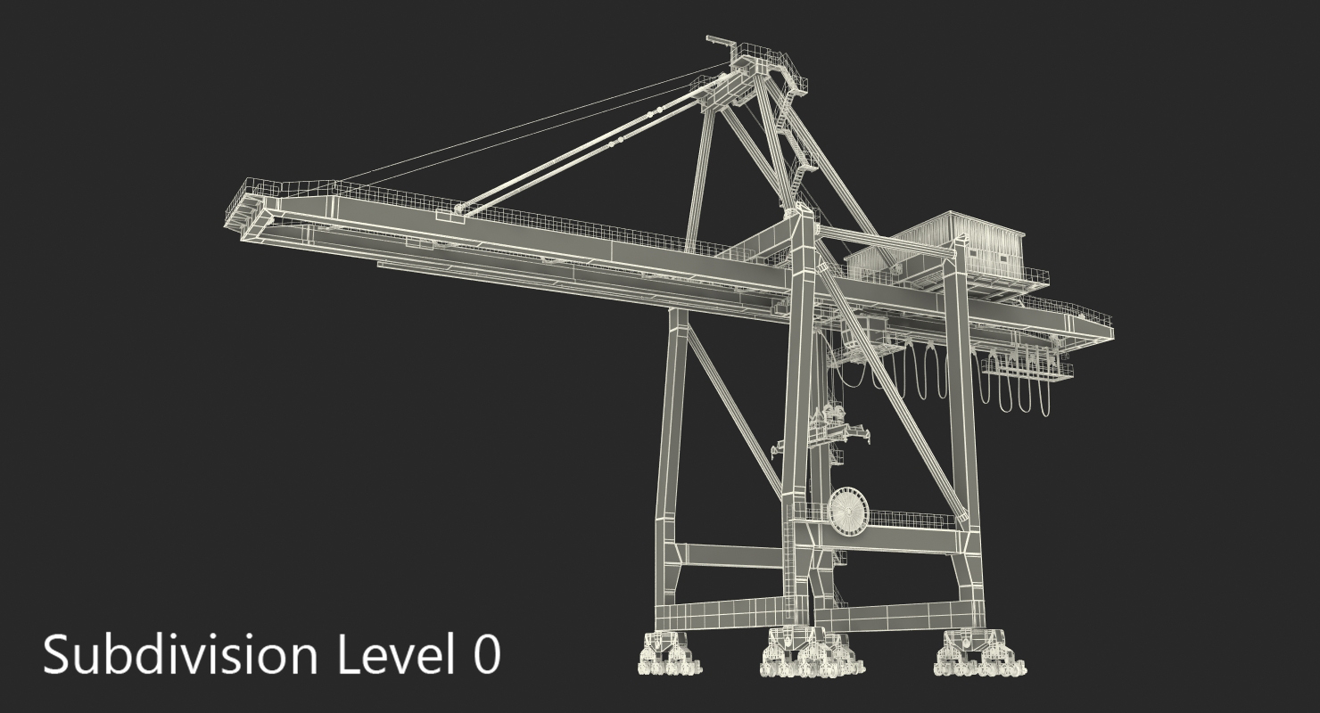 Container Crane Rigged Blue 3D