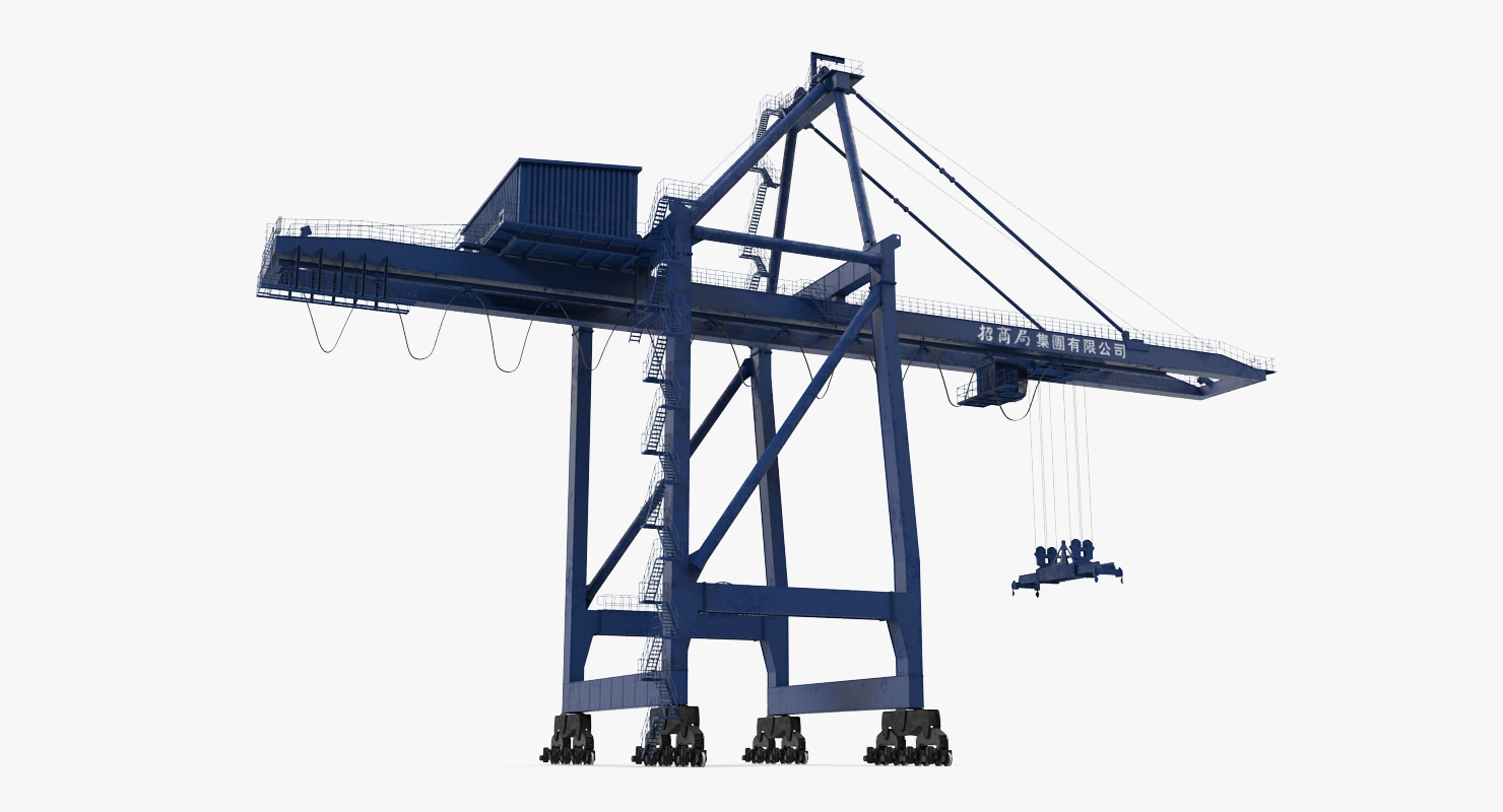 Container Crane Rigged Blue 3D