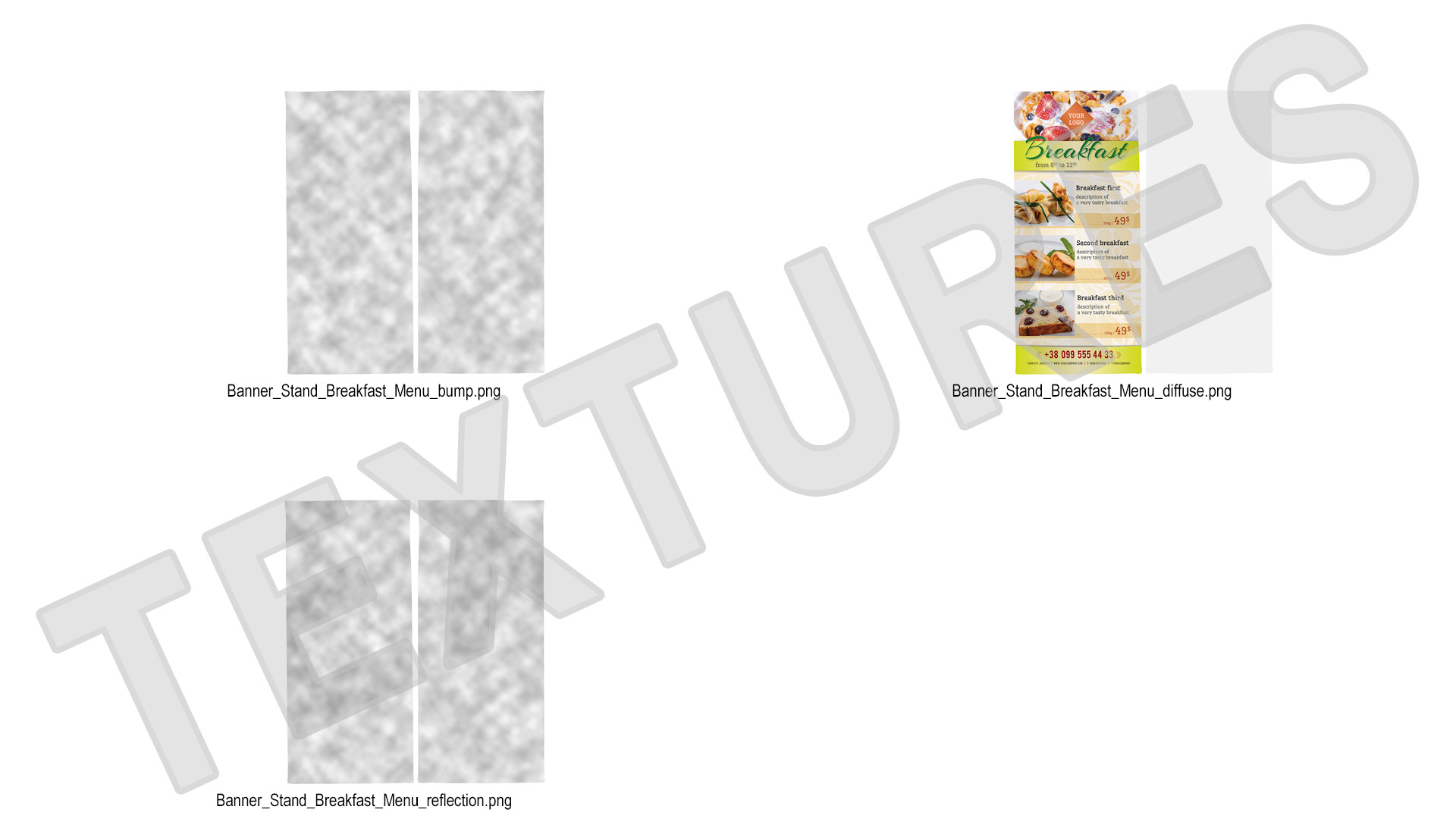 Banner Stand with Breakfast Menu 3D