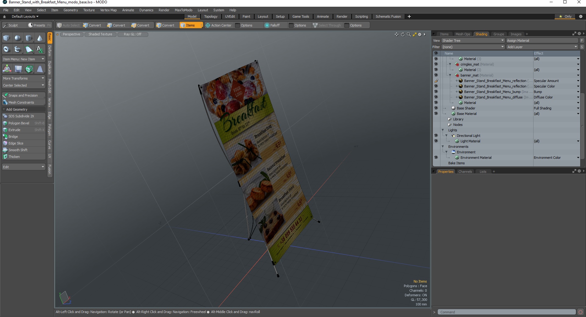 Banner Stand with Breakfast Menu 3D