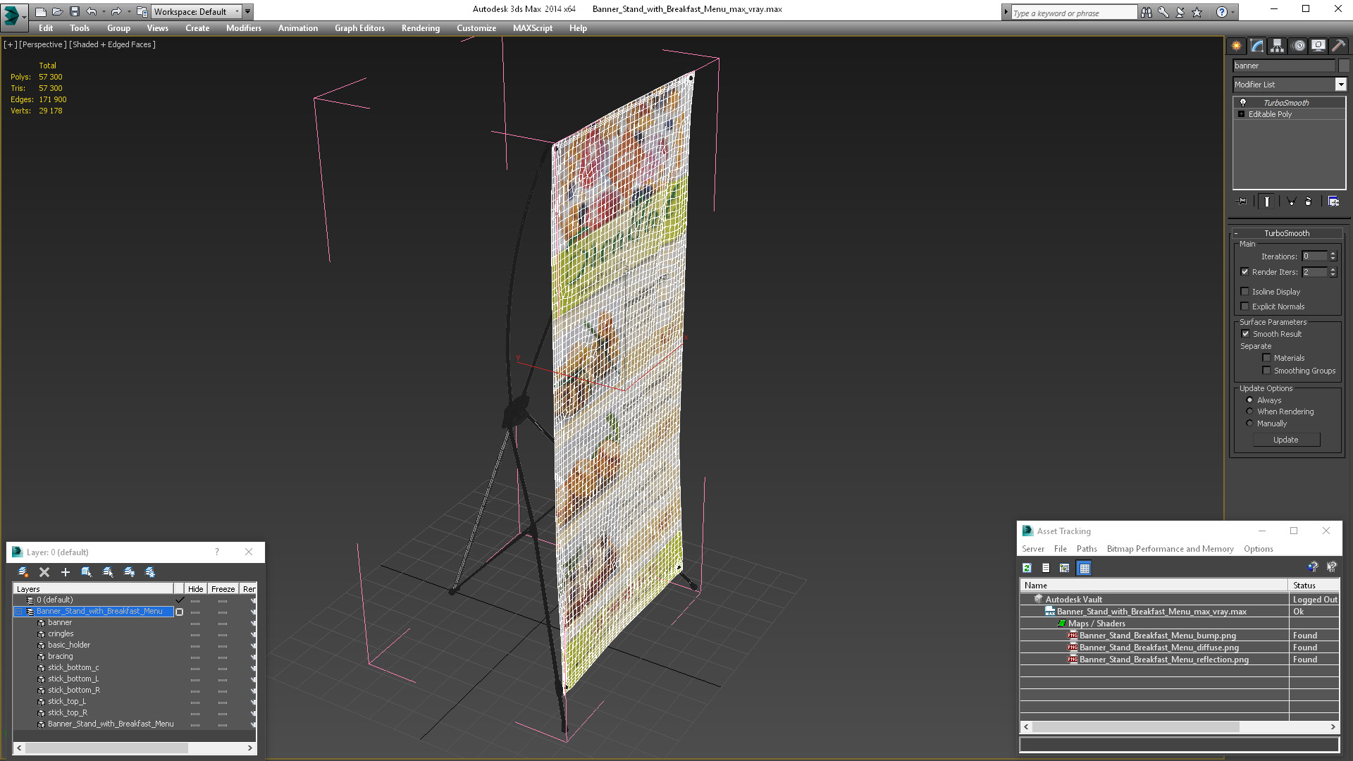 Banner Stand with Breakfast Menu 3D